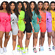 Solid Color Off Shoulder Crop Top And Skinny Shorts 2 Pieces Outfits XMY-9163