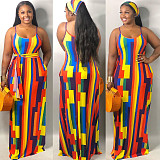 Stylish Tie-dye Sleeveless Loose Straps Maxi Dress XMY-9183