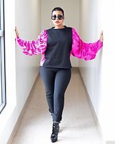Casual Women Hubble-bubble sleeve Patchwork Tops MOF-5135