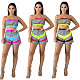 Sexy Wrapped Chest Tube Top And Patchwork Shorts 2 Pieces Suits LA-3097