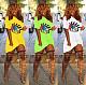 Casual Eyes Printed Short Sleeves Loose Short Dress QY-5165