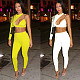 Sexy Single Sleeve Crop Top And Bodycon Pants 2 Pieces Suits BN-9851