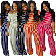 Spring Stripes Leisure Short Sleeve Women Jumpsuits LS-0299
