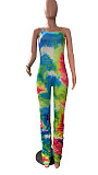 Fashion Tie-dye Sleeveless Folds Long Jumpsuit CHY-1218