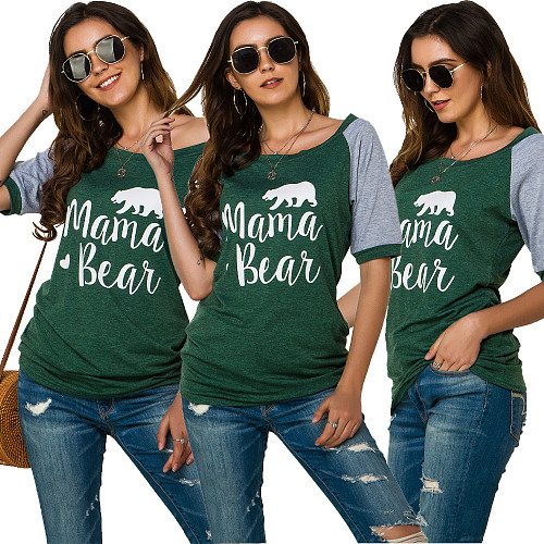 Letter Printing Off Shoulder Women Blouse T-shirt FNN-8357