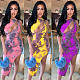 Vogue Printed Oblique Shoulder Irregular Midi Dress BGN-045