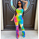 Fashion Tie-dye Sleeveless Folds Long Jumpsuit CHY-1218