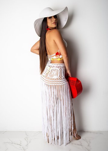 Sexy Women Long Tassel Knitting Two Pieces Set LA-3112