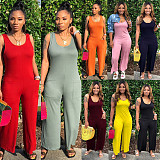 Round Neck Sleeveless Wide Leg Nightclub Women Jumpsuits NY-8839
