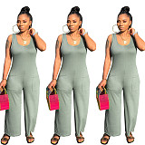 Round Neck Sleeveless Wide Leg Nightclub Women Jumpsuits NY-8839