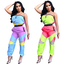 Women Sexy Strapless Patchwork Onesies Jumpsuit LA-3100