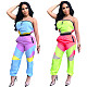 Women Sexy Strapless Patchwork Onesies Jumpsuit LA-3100