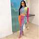 Women Printing Long Sleeves Crop Top With Bodycon Pants 2 Pieces CHY-1217
