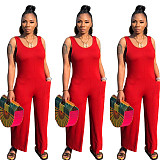 Round Neck Sleeveless Wide Leg Nightclub Women Jumpsuits NY-8839