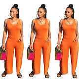 Round Neck Sleeveless Wide Leg Nightclub Women Jumpsuits NY-8839