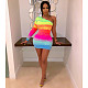 Colorful Printed Single Sleeve Bodycon Mini Dress LA-3134