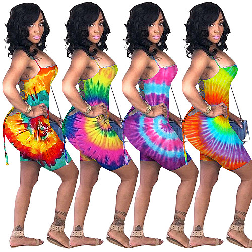 Vogue Tie-dye Sexy Strapless Backless Sleeveless Onesies Romper ASL-6257