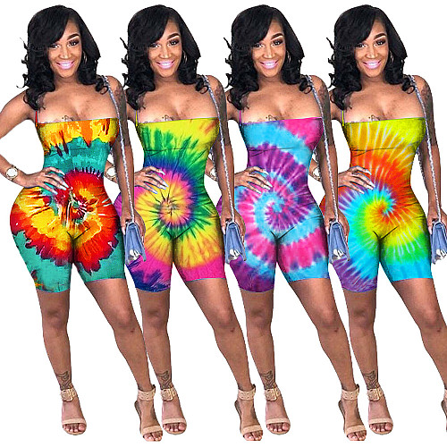 Vogue Tie-dye Sexy Strapless Backless Sleeveless Onesies Romper ASL-6257