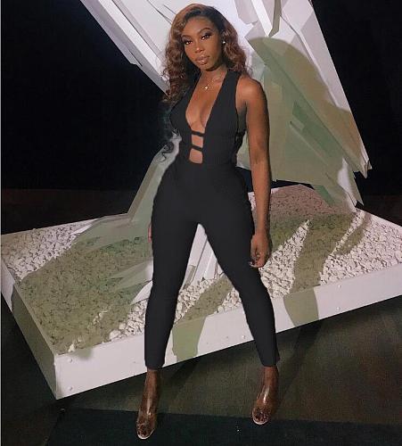 Sexy Hollow Out Sleeveless Tight Jumpsuit MK-2010