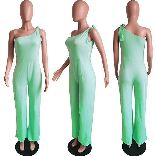 Solid Color Single Shoulder Wide-leg Jumpsuit HMS-5287