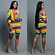 Women Rainbow Striped Strapless Romper + Coat HMS-5247