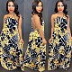 Sexy Backless Halter Printed Sleeveless Long Dress QZX-6120