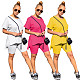Pure Color Round Collar T-shirt And Skinny Shorts 2 Pieces ML-7301