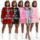 Women Letter Printed Leisure Loose Sequin Tops XMY-9228