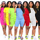 Leisure Women Solid Color Round Collar Two Pieces Short Sets XMY-9171