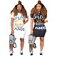 Fashion Letter Digital Print Night club Dress XMY-9003