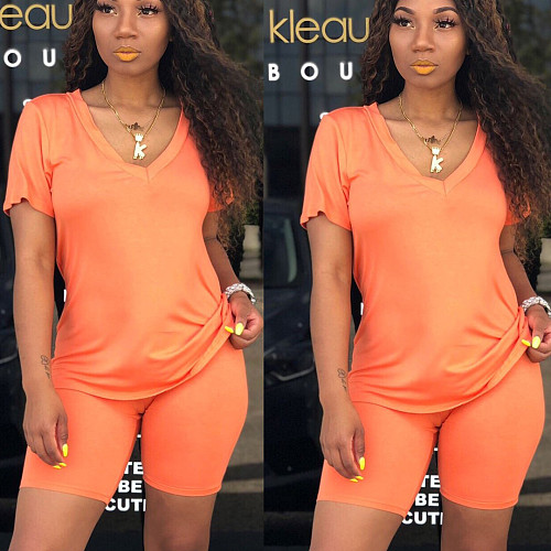 Factory Price Solid Leisure Summer Two Pieces Short Set SHA-6073