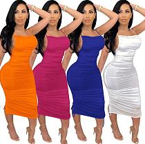 Sexy Backless Straps Folds Skinny Maxi Club Dress SFY-008