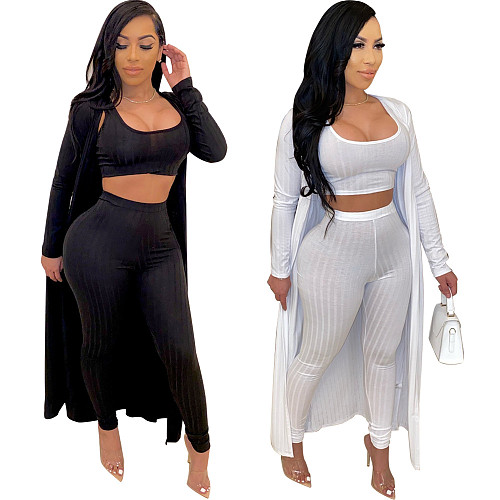 Sexy Wrapped Chest Vest + Bodycon Pants + Long Cloak NTY-7088