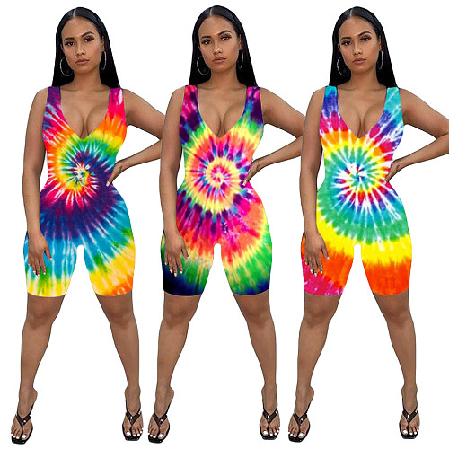 Vogue Tie-dye Sleeveless Sexy Onesies Romper ML-7306