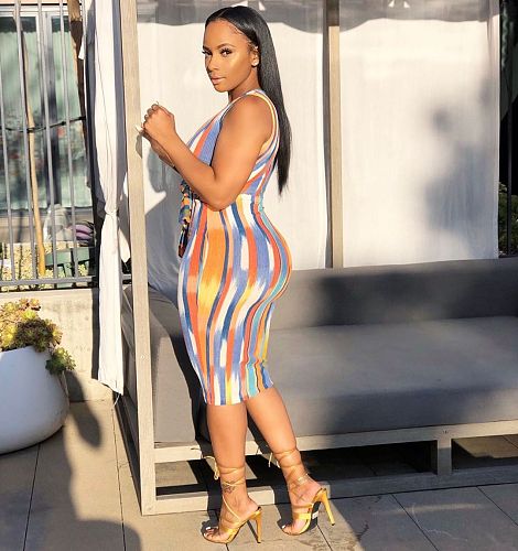 Sexy Sleeveless Package Hips Midi Bodycon Dress LSL-8035