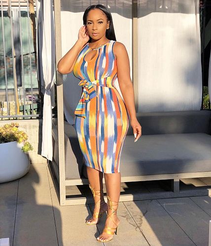 Sexy Sleeveless Package Hips Midi Bodycon Dress LSL-8035