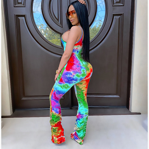 Colorful Printed Straps Sleeveless Stack Jumpsuit JH-143