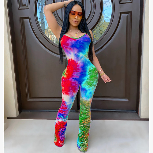Colorful Printed Straps Sleeveless Stack Jumpsuit JH-143