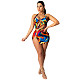 Sexy Hollow Out Colorful Print Mini Nightclub Dress CN-0001