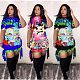 Cute Cartoon Print Short Sleeve Round Neck Mini Dress MDF-5126
