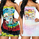Cartoon Printed Wrap Chest Bodycon Nightclub Dress TE-4015