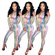 Fashion Printed Long Sleeves Tight 2 Pieces Pants Set SHA-6130