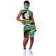 Veil Breathable Crop Top+Printed Shorts Set TE-4019