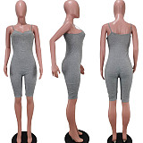 Sleeveless Strap Chest Zipper Tight Rompers TK-6075