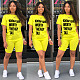 Letter Printed Casual Pullover Two Pieces Short Set LQ-5821