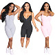 Sleeveless Strap Chest Zipper Tight Rompers TK-6075