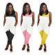 Splice Color No Printed Sleeveless Vest Long Pants Two-Piece Outfit SHD-9226