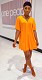 Casual Solid V Neck Bat Sleeve Split Shirt  Two-Piece Set WY-6678