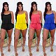 Solid Sexy Halter Top Lace-Up Shorts Two-Piece Set ASL-6261
