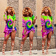 Tie-dyed Off Shoulder Loose Mini Dress with Pocket LDS-3163